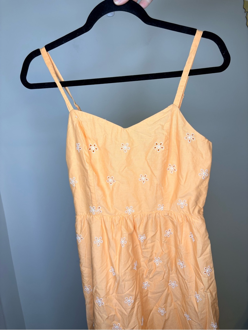 Old Navy Peach Orange Floral Eyelet Spaghetti-Strap Smocked Midi Dress Size S - Picture 3 of 8
